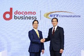NTT Communications press conference on the change of president